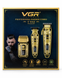 Набір барбера 3в1 професійний VGR V-642 машинка для стрижки, тример та шейвер Золотистий 642 фото 7